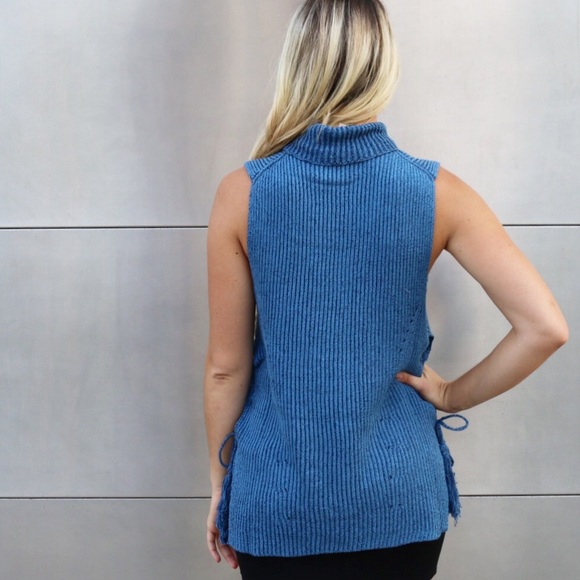 blue turtle neck sweater - Picture 5 of 5